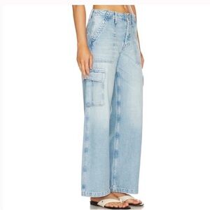 MOTHER DENIM Light Blue Cargo Wide-Leg Jeans